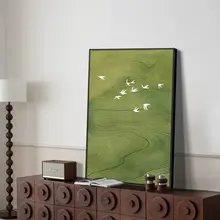 フランス風ビンテージ飛び鳥デスクトップアート【風景装飾・玄関用】