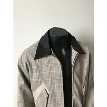 千鳥格デザインのハーネスジャケット【レトロスタイル・レザーカラー・メンズ用】