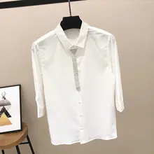 白色七分袖シャツ【シンプルデザイン・メンズ・フィット感】