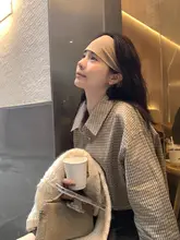 チェック柄ポロカラーシャツ【レディース・フィット・秋向け】