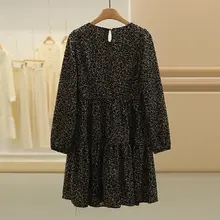 おしゃれな花柄ワンピース【ゆったりシルエット・長袖・秋冬用】（セットアップ対応）