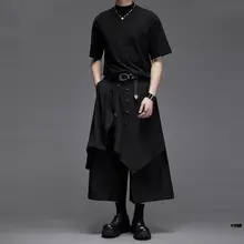 9分丈 ワイドパンツ ユニセックス フェイクレイヤード ストレート ヴィンテージ チャイナテイスト 山スタイル「RFDRFD」