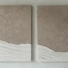抽象的な手描き油彩アート【潮汐デザイン・リビングルーム背景壁用・立体感のあるテクスチャ】