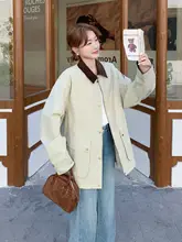 オーバーサイズのバイカラーコート【レトロスタイル・カジュアルファッション】（セットアップ対応）