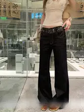 カラフルなスタッズ付きデニムパンツ【ミニブーツカット・夏用・カジュアル】