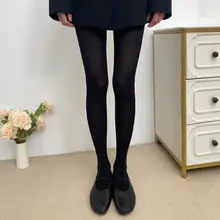 天丝羊毛製 ブラック微透感ストレートヒール【レトロスタイル・極上の柔らかさ・ウール混】