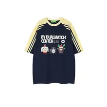 アメリカンヴィンテージ学院風犬プリント半袖Tシャツ【男女兼用・オーバーサイズ・カジュアル】