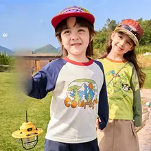 長袖Tシャツ キッズ ボーイズ ガールズ 綿100% トップス 秋物 2点セット