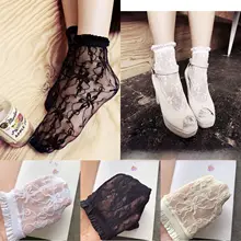 全蕾絲花柄 レディースショートソックス【ビンテージスタイル】