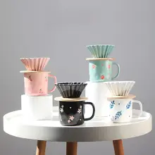 高可愛さの手描きデザイン コーヒーカップ＆折り紙式フィルター【ハンドドリップ用・器具付き】（セットアップ対応）
