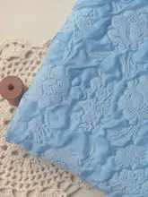 淡いブルーの花びらエンボス加工シフォン生地【ドレスの裾・装飾用の手作りカーテン】