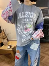 ストロベリープリントチェック柄コットン長袖Tシャツ【レディース・春用】