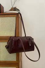 未来的なヴィンテージトートバッグ【バゲット型・大容量・通勤用・ショルダー対応】