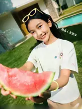 速乾タイプの女の子用Tシャツ【通気性・ラウンドネック・夏用・ショートスリーブ】