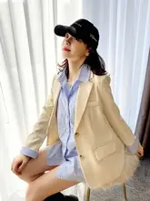 アイボリーカラー レディース テーラードジャケット【春夏用・ゆったり・カジュアル・韓国風】