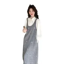 洗練された魅力を演出！グレーのタンクトップスカート【フレンチスタイル・春用・体型カバー】（セットアップ対応）