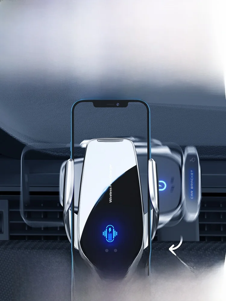 車載スマホスタンドで充電可能なデュアルコントロールホルダー【赤外線センサー対応・15W急速充電】