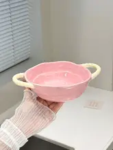 かわいいデザインの陶器製両耳スープボウル【ラーメン・フルーツ・麻辣烫・ヨーグルト用】