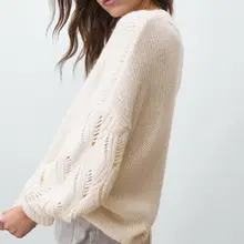 透かし編みのフラワー袖ニットトップス【秋冬用・アカデミースタイル】