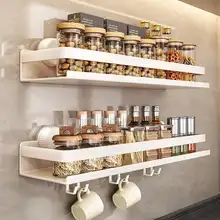 壁掛け調味料ラック【穴あけ不要・多機能・キッチン収納用】