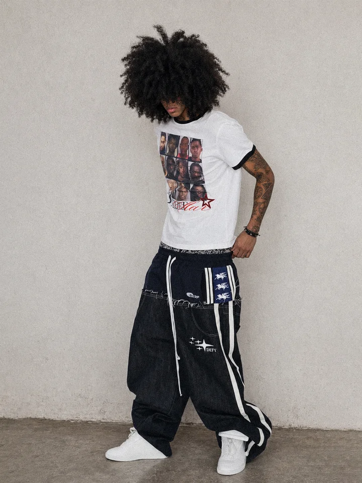 Tシャツ 半袖 ポートレート柄 カラーブロック ストリート 春夏 「LCE」