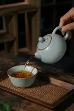 汝窯 西施茶壺セット【陶器製・一壺一杯・レトロスタイル・家庭用】