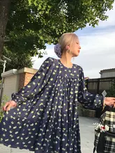 復古風 フラワープリント ラフなAラインドレス【秋用・ケーキスカート】（セットアップ対応）