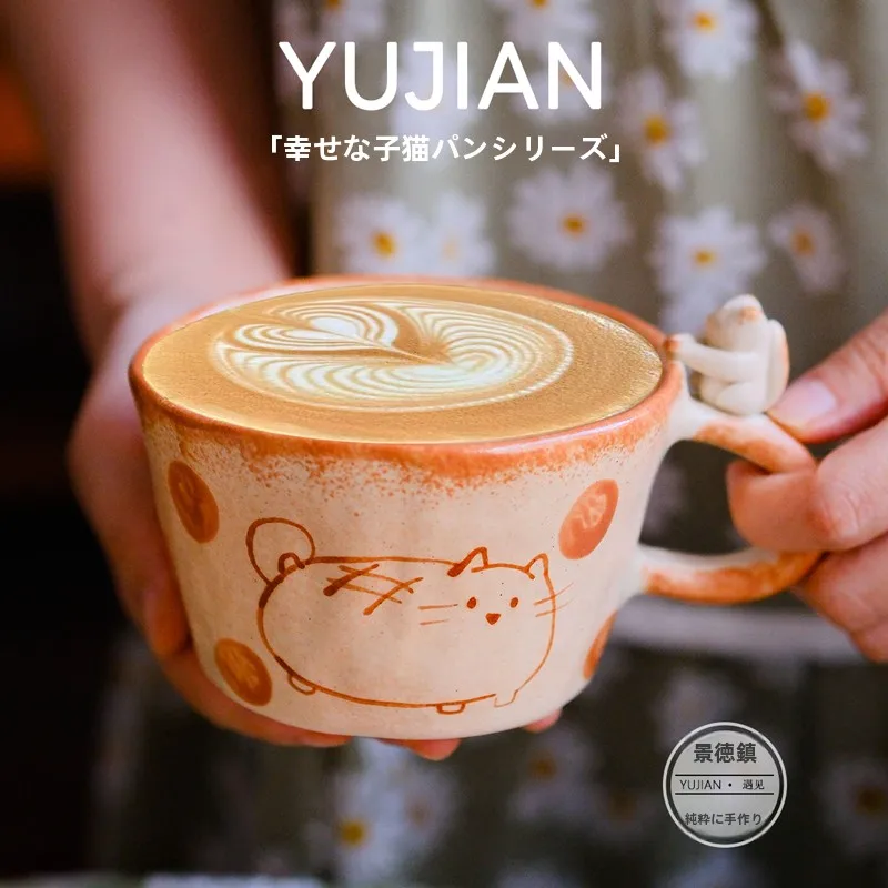 猫デザインの高級手作り陶器マグカップ：写真入りマグカップとしての実用性と贈り物価値