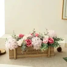モネガーデンの造花アレンジメント【高級感漂う木製フラワーボックス・リビング・玄関用】
