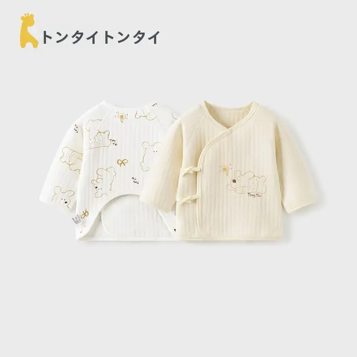 秋冬用の純綿ベビー半背衣【保温・新生児用・和尚服スタイル】