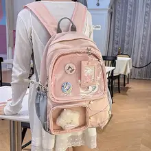 高いデザイン性の透明部分付き大容量二次元風リュックサック【白色・中学生向け】
