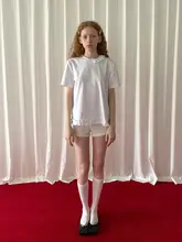 Tシャツ レディース コットン フリル 白 「PFF GIRL」