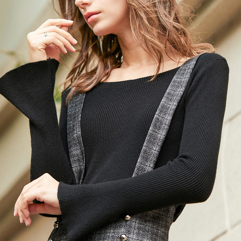 10月中ばに着る服装は？11月後半に着る服装は？チェック柄サロペットスカートとニットトップスが解決する季節感の悩み