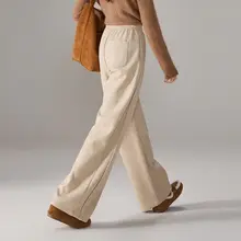 高腰ワイドストレートパンツ【裏起毛・カジュアル・女性用】（セットアップ対応）