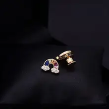 ミニサイズ シャツ用カラークリップピン【虹色・高級デザイン・ファッション小胸針】