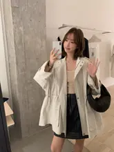 IMISS レディース春夏用薄手トレンチコート【ドローストリング・ミディアム丈・シンプルデザイン】