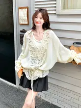 ニット トップス レディース 透かし編み クロシェ フレンチ風 Vネック ルーズ ゆったり 着回し 秋