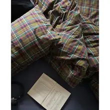 ヴィンテージ風 コットン製 シングル掛け布団カバー【ダブルサイズ・白・シンプルデザイン】（セットアップ対応）