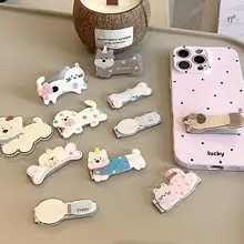 かわいい猫と犬デザインのモバイルスタンド【金属製・超薄型・貼り付け式】