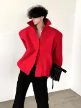 オーバーサイズ メンズシャツ【肩パッド入り・高級デザイン・ホワイト】
