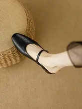 法式 本革オープンパンプス【夏用・柔らかい・低ヒール・マリジェーン・スリップオン】