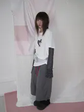 ハート刺繍のゆったりシャツ【フェイクレイヤード・韓国デザイン・重ね着風】