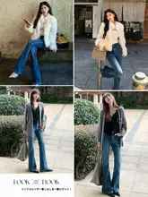 ハイウエスト微フレアデニムパンツ【スリムフィット・ストレッチ・クラシックデザイン・長丈】
