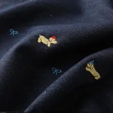 カジュアルな刺繍デニム生地【DIY手作り用・コットンポリエステル】