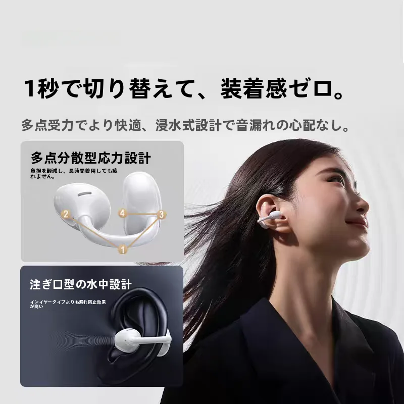 ワイヤレス耳掛けBluetoothイヤフォン【アクティブノイズキャンセリング・AI翻訳機能】
