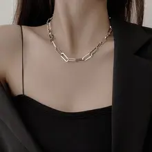 シルバーの太チェーンチタン鋼装飾ネックレス【ユニセックス・ヒップホップスタイル・色落ちしない】