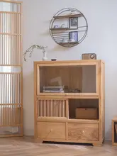 白蜡木製 用途多様な収納キャビネット【ガラス蓋・防塵・大容量】