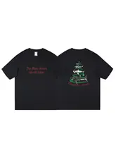 クリスマスシャークツリー デザインTシャツ【コットン・半袖・ルーズフィット】