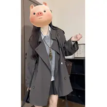 通勤用トレンチコート【レディース・中丈・洗練されたデザイン・スーツカラー】