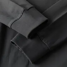 深灰色レトロの厚手コットン素材の冬用ハイネック長袖Tシャツ【男女兼用】